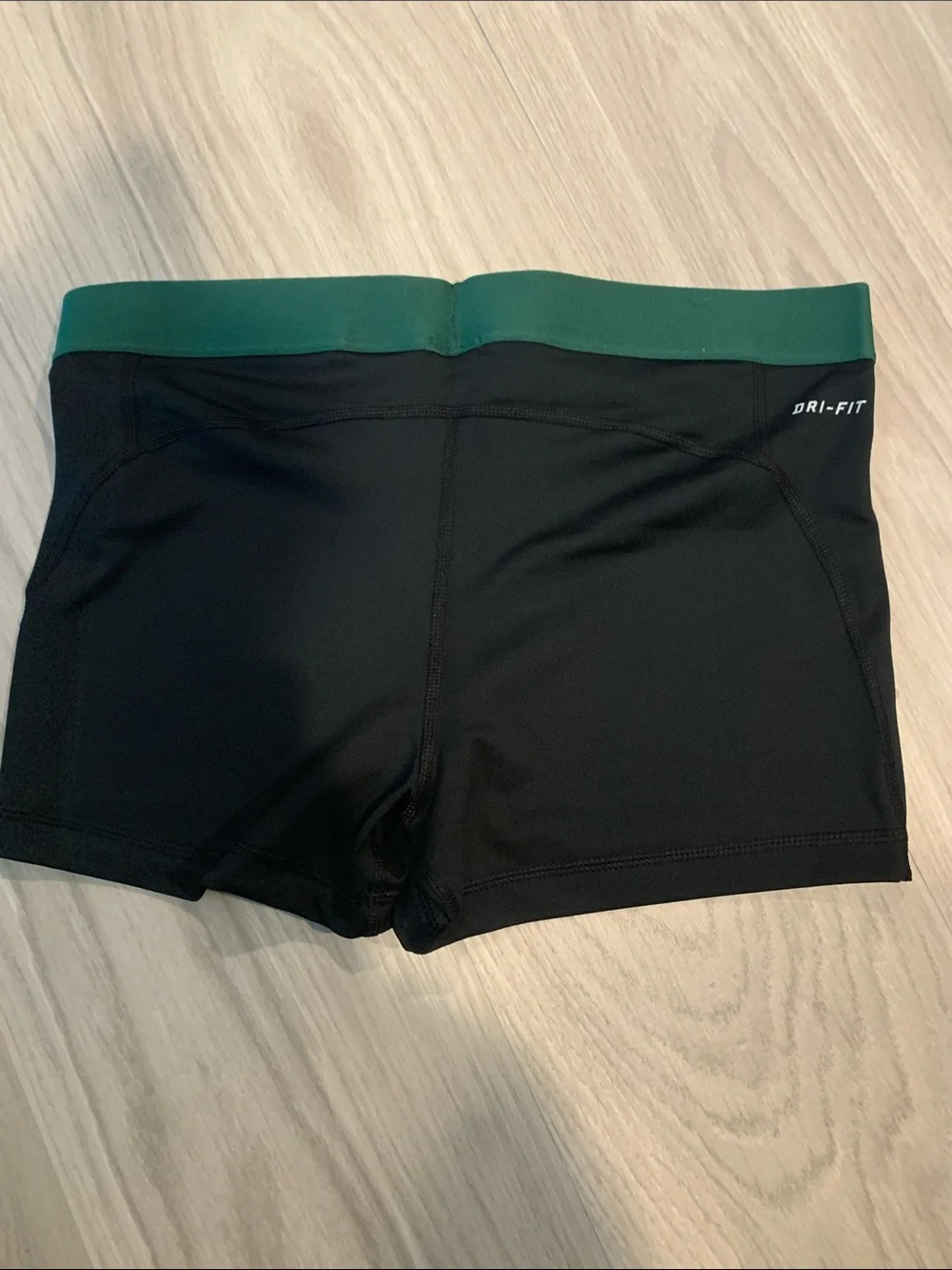 Nike Black Athletic Shorts with Green Waistband